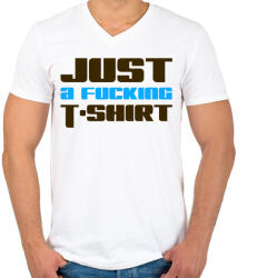 printfashion just-a-fucking-t-shirt-2-blue-brown - Férfi V-nyakú póló - Fehér (877628)