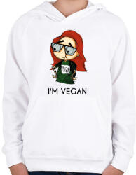 printfashion I m vegan - Gyerek kapucnis pulóver - Fehér (1004536)