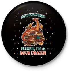 printfashion Book Dragon - Kitűző, hűtőmágnes - Fekete (15708661)