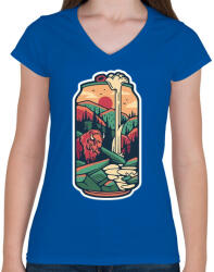 printfashion Can-wood - Női V-nyakú póló - Királykék (5191224)
