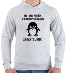 printfashion Válts linuxra - Férfi kapucnis pulóver - Sport szürke (3529541)