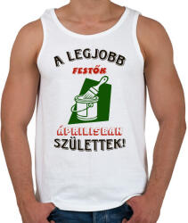 printfashion Festő szülinapja április színes - Férfi atléta - Fehér (5474813)