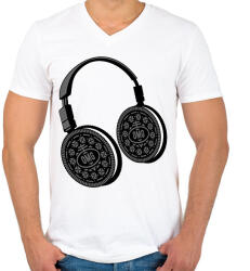 printfashion Oreo fülhallgató - Férfi V-nyakú póló - Fehér (11904403)