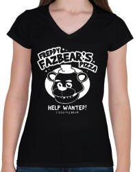 printfashion Freddy Fazbears pizza2 - Női V-nyakú póló - Fekete (14886220)