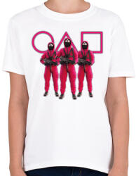 printfashion Squid game 3 soldiers with purple symbols - Gyerek póló - Fehér (5610591)
