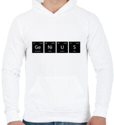 printfashion GeNiUS (periódusos rendszer) - Férfi kapucnis pulóver - Fehér (11474485)