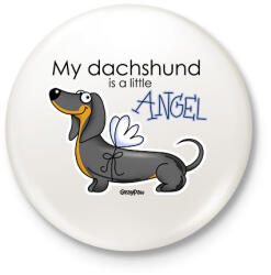 printfashion My dachshund is a little ANGEL" - Kitűző, hűtőmágnes - Fehér (13413345)