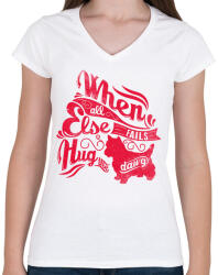 printfashion Kutya - Női V-nyakú póló - Fehér (544551)