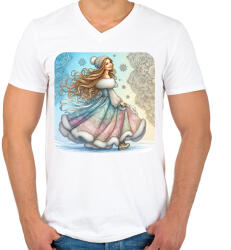 printfashion Téli hangulatban - Férfi V-nyakú póló - Fehér (15445123)