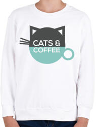 printfashion Cats & Coffee - Gyerek pulóver - Fehér (1939416)