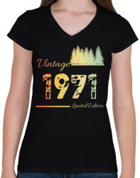 printfashion 1971 - Női V-nyakú póló - Fekete (12611397)