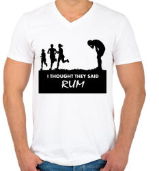 printfashion RUM! - Férfi V-nyakú póló - Fehér (328116)