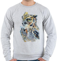 printfashion Painted Owl - Férfi pulóver - Sport szürke (1249603)