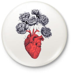 printfashion RoseHeart - Kitűző, hűtőmágnes - Fehér (3082210)