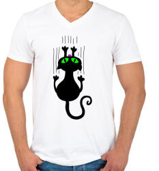 printfashion Cicmic, aki hazavár - Férfi V-nyakú póló - Fehér (421156)