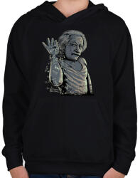 printfashion Salt Bae Einstein - Gyerek kapucnis pulóver - Fekete (337659)