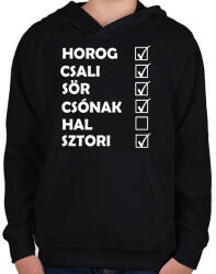 printfashion Csak hal nincs - Gyerek kapucnis pulóver - Fekete (2455088)