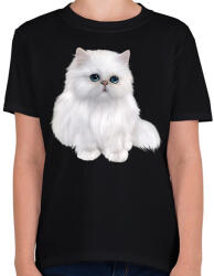 printfashion Macska - Gyerek póló - Fekete (4316001)