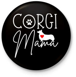 printfashion Corgi mama - Kitűző, hűtőmágnes - Fekete (6973354)