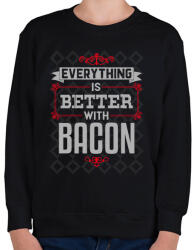 printfashion Bacon - Gyerek pulóver - Fekete (849715)
