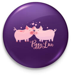 printfashion piggy_love - Kitűző, hűtőmágnes - Lila (14522316)