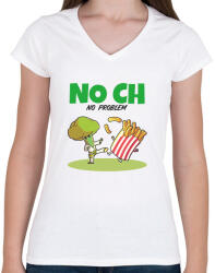 printfashion NO CH - Női V-nyakú póló - Fehér (10946850)