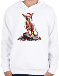 printfashion Vicces karácsonyi party kenguru - Mikulás ruhában - Gyerek kapucnis pulóver - Fehér (15248064)