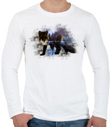 printfashion fox abstrakt - Férfi hosszú ujjú póló - Fehér (1785423)