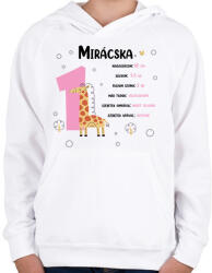 printfashion Baba adatok (lány) - Gyerek kapucnis pulóver - Fehér (8096289)