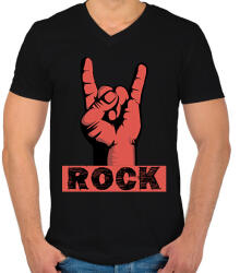 printfashion rock - Férfi V-nyakú póló - Fekete (4641153)