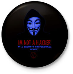 printfashion im a not hacker-anonimus - Kitűző, hűtőmágnes - Fekete (3102932)