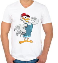 printfashion Farmer Chicken - Férfi V-nyakú póló - Fehér (865004)