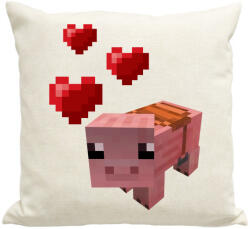 printfashion Minecraft pig love - Párnahuzat, Díszpárnahuzat - Lenvászon (4289058)
