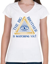 printfashion The big brother is watching you! - Női V-nyakú póló - Fehér (7012823)