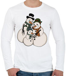 printfashion Hóember család - Férfi hosszú ujjú póló - Fehér (15203723)