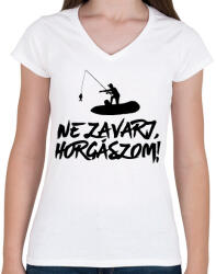 printfashion Ne zavarj horgászom - Női V-nyakú póló - Fehér (4697251)