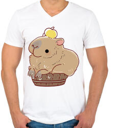 printfashion Medencéző Capybara - Férfi V-nyakú póló - Fehér (13856058)