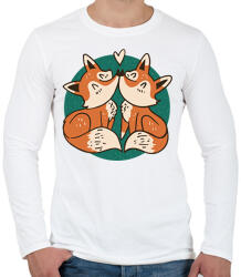 printfashion Róka pár - Férfi hosszú ujjú póló - Fehér (8408339)