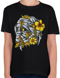 printfashion Virágos múmia - Gyerek póló - Fekete (2379820)