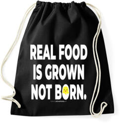 printfashion Real food is grown not born. - vegán aktivista grafika #1 - Sportzsák, Tornazsák - Fekete (3905903)