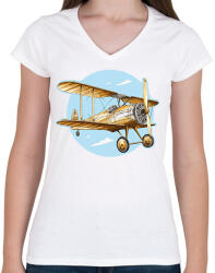 printfashion Retro repülő - Női V-nyakú póló - Fehér (14273747)