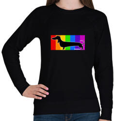 printfashion Tacskó szivárvány háttérben - Női pulóver - Fekete (13416820)
