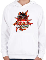 printfashion Cica - Cuki de veszélyes - Gyerek kapucnis pulóver - Fehér (4220161)