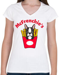 printfashion mcfrenchie - Női V-nyakú póló - Fehér (10881126)