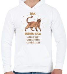 printfashion Bak - Burmai cica - Férfi kapucnis pulóver - Fehér (13337724)