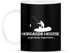 printfashion Horgászni megyek majd holnap megcsinálom - Bögre - Fekete (4711214)