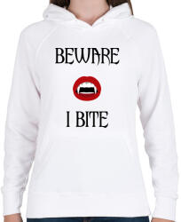 printfashion VAMPIRE - BEWARE I BITE - Női kapucnis pulóver - Fehér (834728)