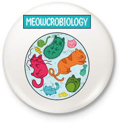 printfashion Meowcrobiology - Kitűző, hűtőmágnes - Fehér (11946179)