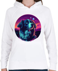 printfashion Galaxy Border Collie - Női kapucnis pulóver - Fehér (16700822)