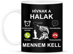 printfashion Hívnak a halak mennem kell - Bögre - Fekete (7458779)